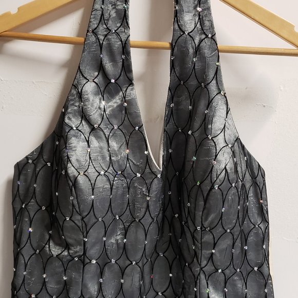 Ignite Evenings Women's Missy Flocknet Halter 16 Black/Silver NWT - Picture 11 of 13